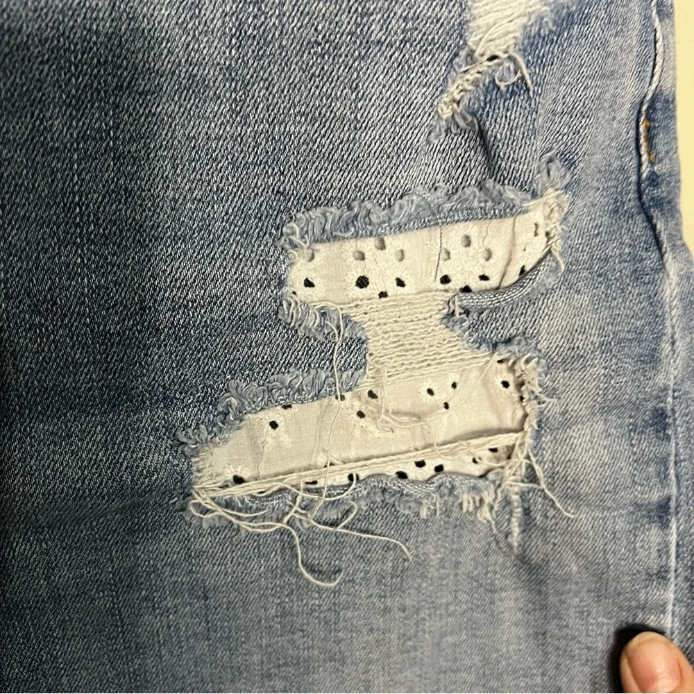 Judy Blue Distressed Eyelet Lace Patched Denim Jean‎ Plus Size Shorts